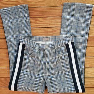 MOTHER The Insider Ankle Gray/Blue Plaid Cropped Pants High Rise EUC Sz 24